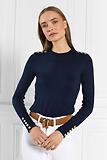 Thumbnail 7 of Holland Cooper Women's Buttoned Knit Crew Neck - Ink Navy