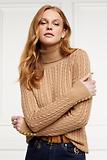 Thumbnail 7 of Holland Cooper Women's Seattle Roll Neck Cable Knit - Dark Camel Marl