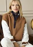 Thumbnail 7 of Joules Women's Varsity Colourblock Quarter Zip Jumper - Tan Brown