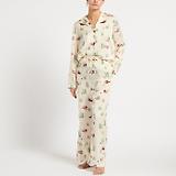 Thumbnail 2 of Joules Women's Bonnie Satin Pyjama Set - Cream/Land Rover