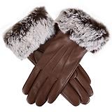 Thumbnail 1 of Dents Women's Sarah Touchscreen Leather Gloves with Faux Fur Cuffs - Chestnut