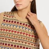 Thumbnail 5 of Joules Women's Woodland Crew Neck Intarsia Knitted Vest - Oatmeal