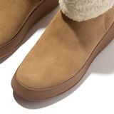 Thumbnail 2 of FitFlop Women's F-MODE Shearling-Collar Zip-Up Suede Ankle Boots - Desert Tan