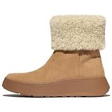 Thumbnail 7 of FitFlop Women's F-MODE Shearling-Collar Zip-Up Suede Ankle Boots - Desert Tan