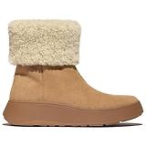 Thumbnail 1 of FitFlop Women's F-MODE Shearling-Collar Zip-Up Suede Ankle Boots - Desert Tan