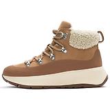 Thumbnail 1 of FitFlop Women's F-MODE Teddy-Collar Warm Suede Lace-Up Booties - Desert Tan