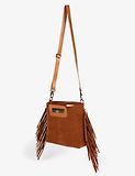 Thumbnail 4 of Penelope Chilvers Women's Fringe Handy Suede Bag - Chestnut