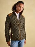 Thumbnail 2 of Joules Women's Braemar Luxe Showerproof Diamond Quilted Coat - Khaki Green