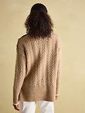 Thumbnail 4 of Joules Women's Betsy Button Shoulder Cable Jumper - Camel