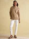Thumbnail 6 of Joules Women's Betsy Button Shoulder Cable Jumper - Camel