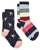 Thumbnail 1 of Joules Women's Everyday Socks 2 Pack UK 4-8- Navy/Pink