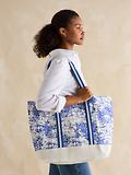 Thumbnail 7 of Joules Women's Promenade Canvas Beach Bag - Blue Toile