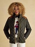 Thumbnail 12 of Joules Women's Braemar Luxe Showerproof Diamond Quilted Coat - Khaki Green