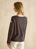 Thumbnail 3 of Joules Women's Harbour Boat Neck Long Sleeve Breton Stripe Top - Navy & Tan