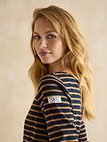 Thumbnail 5 of Joules Women's Harbour Boat Neck Long Sleeve Breton Stripe Top - Navy & Tan