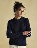Thumbnail 2 of Joules Women's Cotton Classic Cable Crew Neck Jumper - Navy