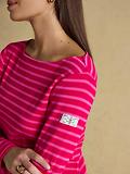 Thumbnail 4 of Joules Women's Harbour Boat Neck Long Sleeve Breton Stripe Top - Red/Pink