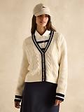 Thumbnail 3 of Joules Women's Centre Court Cable Knit Cardigan - Cream