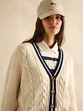 Thumbnail 5 of Joules Women's Centre Court Cable Knit Cardigan - Cream