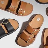 Thumbnail 5 of FitFlop Women's GEN-FF Buckle Two-Bar Leather Slides - Black