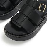 Thumbnail 3 of FitFlop Women's GEN-FF Max Tumbled-Leather Fisherman Sandals - All Black