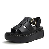 Thumbnail 4 of FitFlop Women's GEN-FF Max Tumbled-Leather Fisherman Sandals - All Black