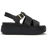 Thumbnail 1 of FitFlop Women's GEN-FF Max Tumbled-Leather Fisherman Sandals - All Black