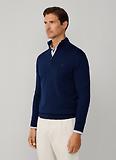 Thumbnail 5 of Hackett Men's Cotton Quarter Zip Jumper - Navy