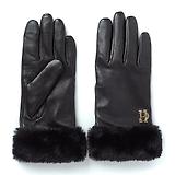 Thumbnail 1 of Holland Cooper Women's Cashmere Lined Faux Trim Leather Gloves - Black