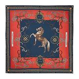 Thumbnail 1 of Holland Cooper Women's Regal Horse Silk Scarf - Ink Navy Neroli