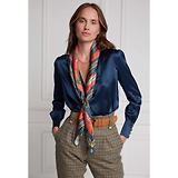 Thumbnail 2 of Holland Cooper Women's Regal Horse Silk Scarf - Ink Navy Neroli