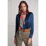 Thumbnail 3 of Holland Cooper Women's Regal Horse Silk Scarf - Ink Navy Neroli