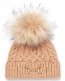 Thumbnail 1 of Holland Cooper Horsebit Beanie Bobble Hat - Camel