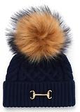 Thumbnail 1 of Holland Cooper Horsebit Beanie Bobble Hat - Ink Navy