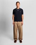 Thumbnail 3 of Lyle & Scott Men's Tipped Pique Knitted Polo Shirt - Dark Navy