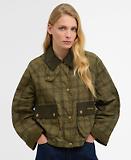 Thumbnail 2 of Barbour Women's Tartan Cropped Beadnell Casual Jacket - Dusky Green Tartan/Highland