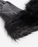 Thumbnail 2 of Barbour Women's Fur Trimmed Leather Gloves - Black