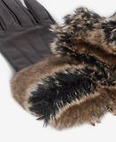 Thumbnail 2 of Barbour Women's Fur Trimmed Leather Gloves - Dark Brown