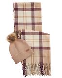 Thumbnail 1 of Barbour Women's Dover Pom Beanie & Hailes Scarf Gift Set - Muted Cabernet