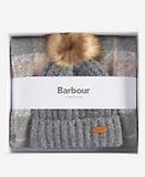 Thumbnail 2 of Barbour Women's Saltburn Beanie & Tartan Scarf Gift Set - Grey Rose