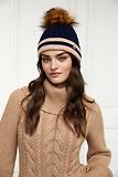 Thumbnail 4 of Holland Cooper Zoe Beanie Bobble Hat - Ink Navy Stripe