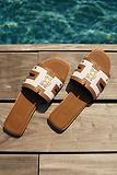 Thumbnail 3 of Holland Cooper Women's Monogram Slides - Tan Canvas