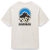 Thumbnail 6 of Napapijri Men's Montepianna Flock Print T-Shirt - Beige Dimity