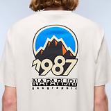 Thumbnail 5 of Napapijri Men's Montepianna Flock Print T-Shirt - Beige Dimity