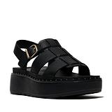 Thumbnail 6 of FitFlop Women's GEN-FF Max Tumbled-Leather Fisherman Sandals - All Black