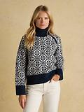 Thumbnail 2 of Joules Women's Addison Patterned Knitted Jumper with Detachable Roll Neck - Cream/Navy