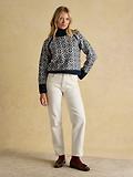 Thumbnail 4 of Joules Women's Addison Patterned Knitted Jumper with Detachable Roll Neck - Cream/Navy