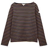 Thumbnail 1 of Joules Women's Harbour Boat Neck Long Sleeve Breton Stripe Top - Navy & Tan