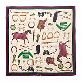 Thumbnail 1 of Joules Women's Elsie Square 100% Silk Scarf - Cream Navy Equestrian
