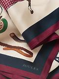Thumbnail 6 of Joules Women's Elsie Square 100% Silk Scarf - Cream Navy Equestrian